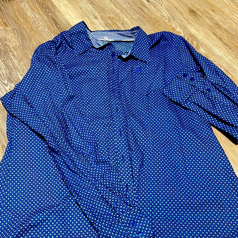 Gorgeous Blue Cinch Button up.